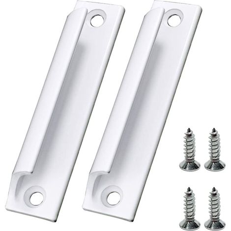 Poignée de porte de balcon extérieure, 2 poignées de porte de terrasse, convient pour la maison, les tiroirs de bureau, les portes d'armoire, etc. Avec vis (blanc) (1/4)