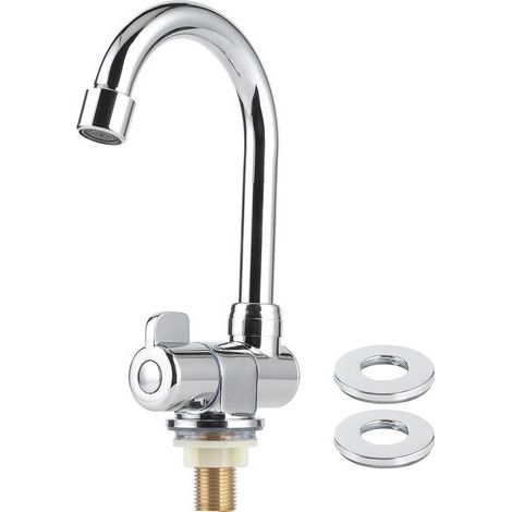Robinet de lavabo de robinet d'eau froide simple, Rotation à 360 degrés, filetage de montage 1/2 pouces pour camping-car RV (1/5)