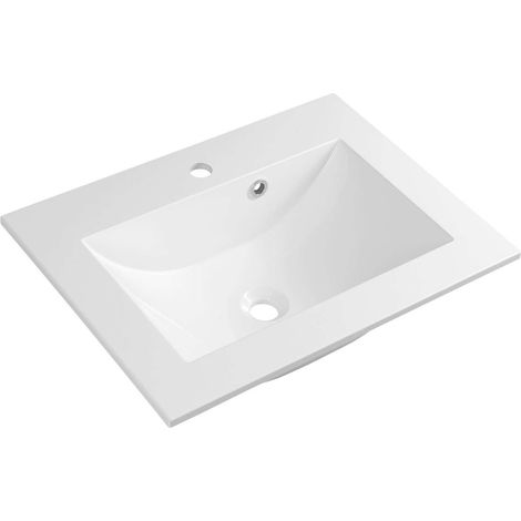 Sapho Yukon - Lavabo 600x450 mm, con troppopieno e foro per miscelatore, bianco YU060 (1/5)