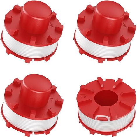 Lot de 4 bobines de fil compatibles avec Einhell GE-CT 36/30 Li E, GE-CT 36/30 LI E SOLO, AGILLO 36/255 BL, AGILLO 18/200, bobines de rechange pour tondeuse Einhell 3405096 (4 bobines de fil)