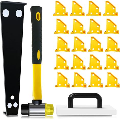 kit pose parquet/4in1Outils sol vinyle/stratifié Calibre. Set installation,Bloc de frappe,Cales d'espacement, Maillet caoutchouc,Barre traction,Alignement facile,Construction durable. (1/5)