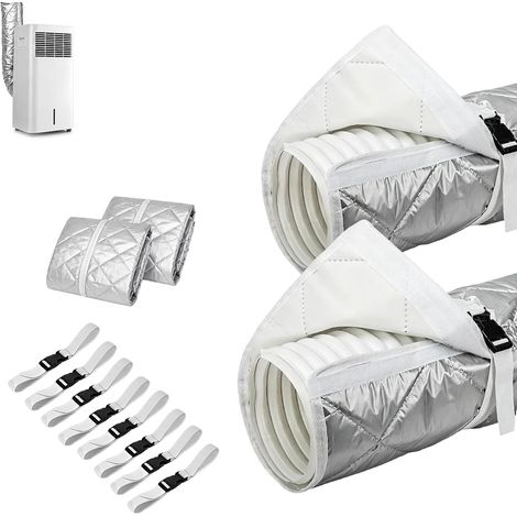 Lot de 2 housses de tuyau 150 x 50 cm pour climatiseurs portables Manchon Isolation Tuyau Climatisation avec 8 sangles à boucle réglables, Housse de protection isolante pour climatiseurs (1/5)