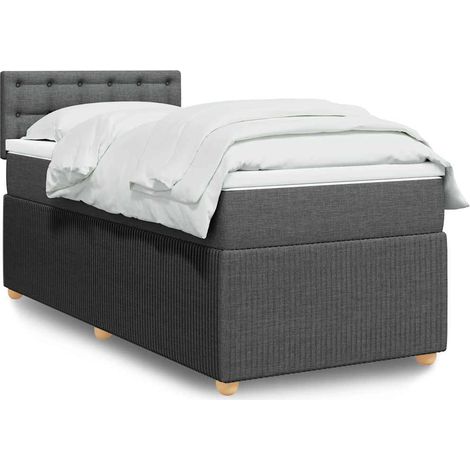 Boxspringbett mit Matratze Dunkelgrau 80x200 cm Stoff