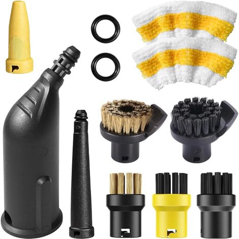 Pack of 12 Steam Cleaner Accessories for Kärcher Steam Cleaner SC1/SC2/SC3/SC4/SC5, Hand Nozzle Replacement Parts Set Including Extended Nozzle, Curved Nozzle, Small Round Brush, Seal and Microfibre C (1/5)