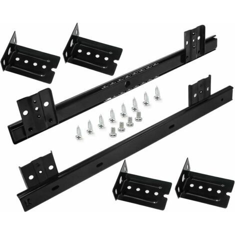 Glissières pour Tiroirs Coulisse Tiroir 350mm Coulisse a Bille pour Plateau Coulissant Clavier (1 paire) Noir (1/5)