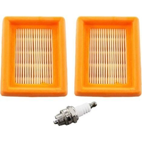 Pair Lot de 2 filtres à air avec Bougie d'allumage pour Stihl FS120 FS200 FS250 FS300 FS350 FS400 FS450 FS480 BT120 BT121 BT130 débroussailleuse 4134 141 0300 (1/5)