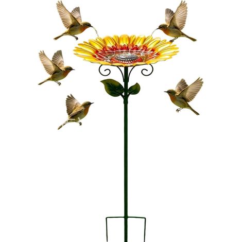 Bain d'oiseaux pour Le Jardin Piquet métallique résistant aux intempéries Bol D'Eau Pour Mangeoire À Oiseaux Pour Extérieur Jardin Patio Arrière-Cour Pelouse Parc Chemin (1/5)