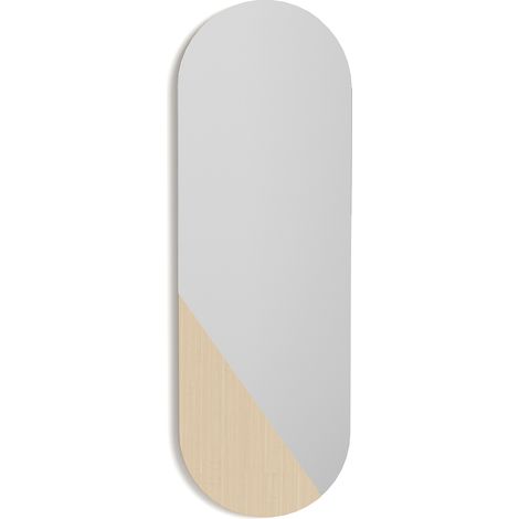 Miroir mural asymétrique, collection MIXES, en MDF laqué en couleur chêne