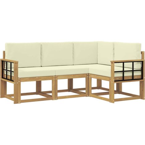 Set di divani da esterno con cuscino 4 pz Salotto da Giardino Bianco e Crema (1/5)