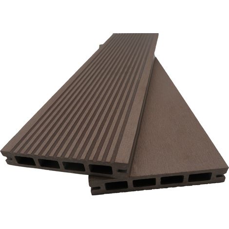 Lame terrasse bois composite alvéolaire Prima L 220 cm / l12 cm / ep 19 mm - Coloris - Chocolat, Epaisseur - 19 mm, Largeur - 12 cm, Longueur - 220 cm