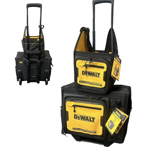 Dewalt Pro Rolling Wheeled Tool Bag Case Soft Storage Stackable + 11"" Tote Bag (1/5)