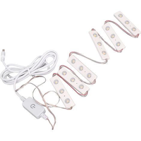 Miroir de maquillage LED avec lumière réglable, bande lumineuse DIY à brancher USB, 6 guirlandes (18 puces LED) (1/5)