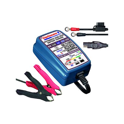 Cargador de Baterías Optimate 1 Voltmatic 6V o 12V AGM, Gel y Std de 2 a 28Ah. Corriente 0,6A (corriente constante). Tensión nominal