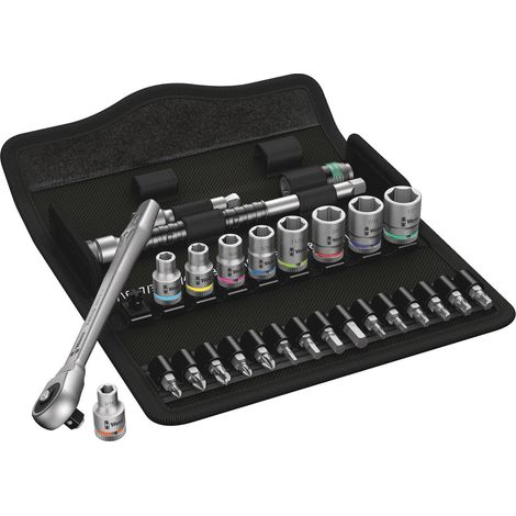 Set de llaves de vaso y puntas para atornillar 1/4" WERA 8100 SA 10 Zyklop Metal Imp 1/4" (28 piezas) (1/5)