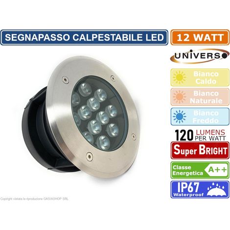 FARETTO SEGNAPASSI IP67 LED CALPESTABILE ESTERNO 1 3 5 7 12 18W GIARDINO A TERRA 12W,Luce Naturale (1/3)