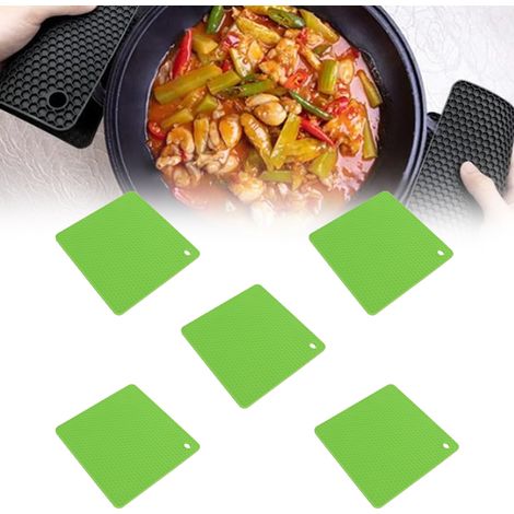Tapis carré en silicone alvéolé, tapis résistant à la chaleur pour friteuse électrique, tapis résistant à la chaleur pour plats haute température, tapis carré en silicone pour bols, vert. (1/5)