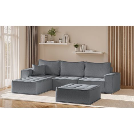 Ecksofa Modulsofa 4-teilig SANDE Stoff Alpine Anthrazit Ottomane Links (1/5)