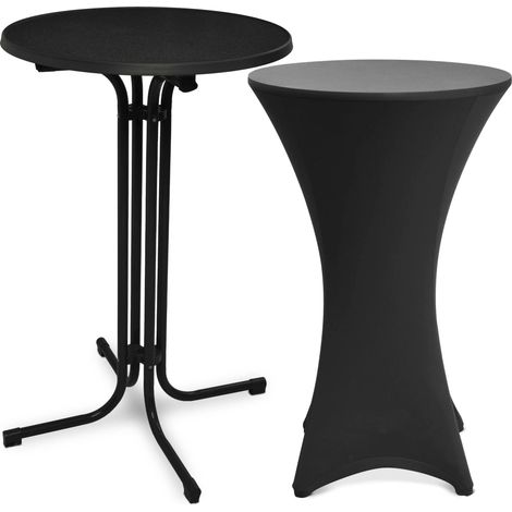 Outdoor Stehtisch Bellini, klappbar, Ø60cm, Schwarz, mit Husse