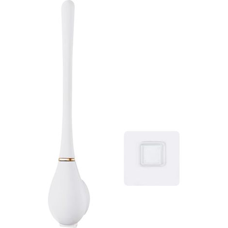 Brosse WC Silicone Plate, Brosse de Toilette Courbées et Support Mural/au Sol, Outil de Nettoyage de Toilette, Anti-Goutte, avec Autocollant Adhésif, Nettoyeur pour Salle de Bain (1/5)