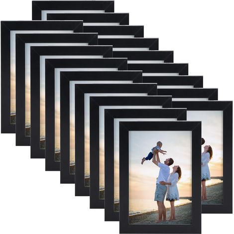 Lot de 18 Cadres Photo 9x13 CM Noirs, Design Élégant et Chic pour Décoration Murale et de Table (1/5)