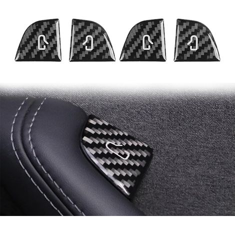 Cache-boutons de portière pour Tesla Model 3/Y (2017-2023 Model 3 / 2021-2024 Model Y) - Accessoire intérieur, protection et décoration, fibre de carbone noire (1/5)