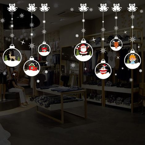 Wiederverwendbare PVC-Fensteraufkleber Weihnachtskugeln Schneeflocken Rentiere (1/5)