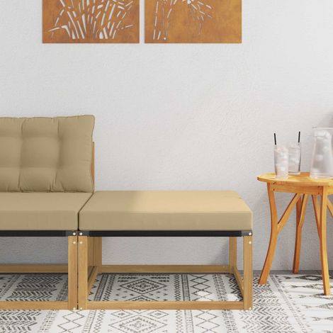 Reposapiés de exterior Madera maciza de acacia y textileno