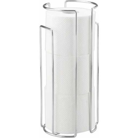 WENKO Portarotoli da parete, porta rotoli di carta igienica da parete o da appoggio, per 3 rotoli di carta igienica, Acciaio, 14,5x32x13 cm, Lucido (1/3)