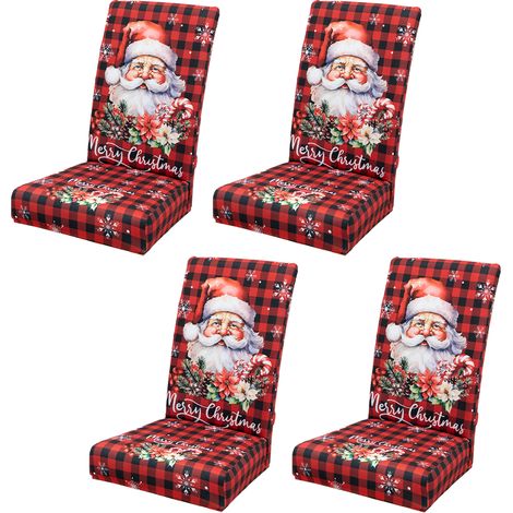 4 Typ B Weihnachtssitzbezüge für Esszimmerstühle, dehnbar, abnehmbar und waschbar, für Esszimmerstühle, Küche, Weihnachtsfeier-Dekoration (1/3)