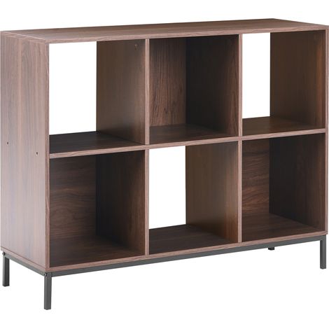 Estantería de 6 compartimentos acabado imitación madera marrón oscuro Pemberton
