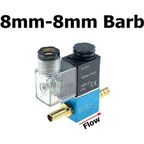 Électrovanne pneumatique 12 V/24 V/220 V, 2 positions, orifice 1/4", 2 voies normalement fermée, référence 2V025-08, pour compresseur d'air. Connecteur barbelé 8 mm-8 mm CC 12 V (1/5)