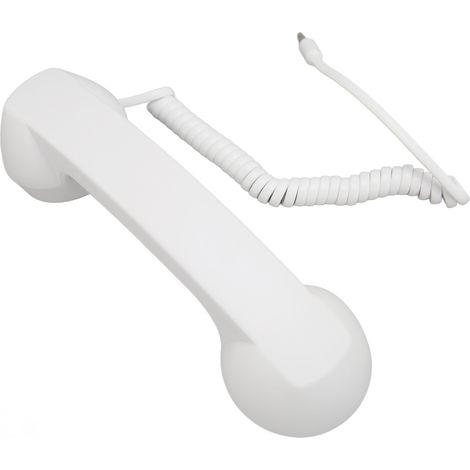 Combiné téléphonique filaire rétro avec prise jack 3,5 mm, résistant aux radiations, pour smartphone et ordinateur (blanc).