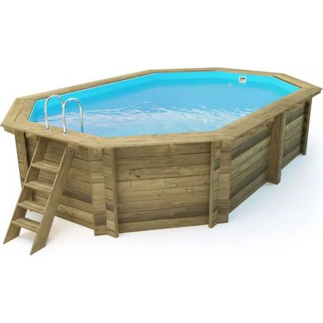 Piscina Fuoriterra in Legno 486x336 Ottagonale con Filtro Liner Skimmer Scaletta (1/4)