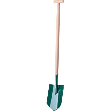 Pala de jardín, hoja de metal resistente, mango de madera, 116 cm de largo, uso versátil, ideal para cavar. (1/5)