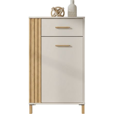 Eingangsmöbel Carducci, eine Schublade, 2 Ablagen, eine Tür, 60x40x103h cm, Cremeweiß