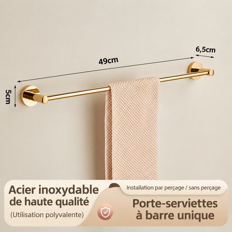 Porte-serviettes Tout en cuivre doré simple barre - 50 cm salle de bain mural – Livraison gratuite (1/2)