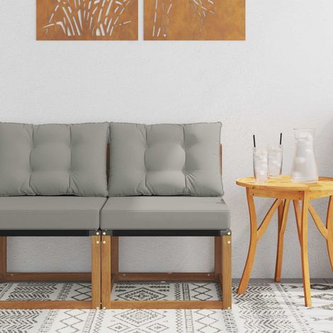 Outdoor Mittelsofa Massivholz Akazie und Textilene Stoff Natur (1/5)