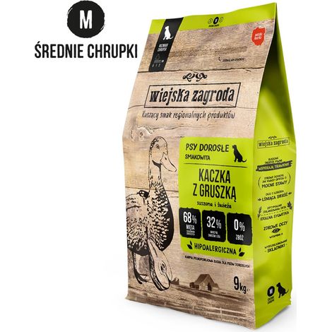 Croquettes Wiejska Zagroda pour chiens de race moyenne (canard et poire) - 9 kg