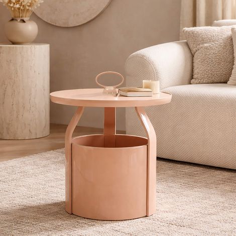 Mesa de Centro Inle, Forma Redonda, Color Tapa Rosa, Material Tapa Plástico, 46x54x46h cm Rosa (1/5)