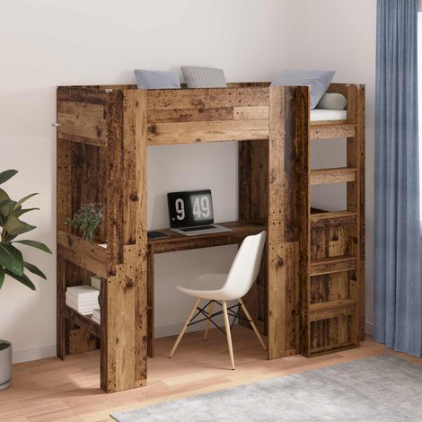 Etagenbettgestell mit Schreibtisch Altholz 75 x 190 cm