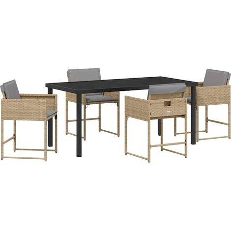 Ensemble de salle à manger pour jardin 5 pcs，Salon de jardin Beige Poly rotin CFW29097 (1/5)
