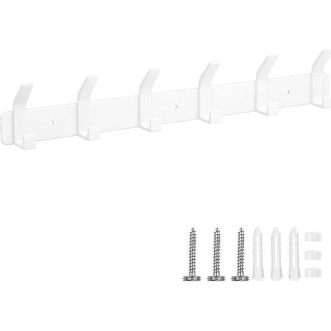 Perchero de pared con 6 ganchos, ideal para toallas y albornoces, para baño y pasillo, color blanco perla.