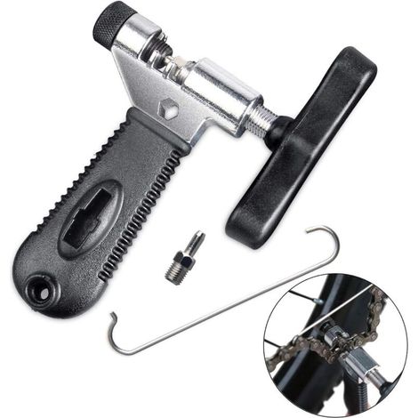 Outil Dérive Chaîne, Universel pour 7 8 9 10 Vitesses Chaîne Lien Retrait avec Sauvegarde Broches en Acier Inoxydable, Facile à l'aide de chaîne de vélo Splitter Cutter Portable Compact (1/5)