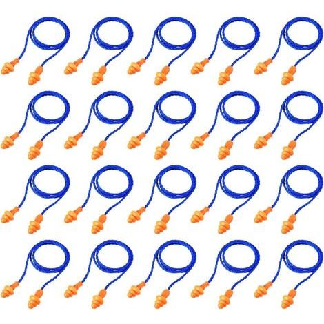 pair 20 Paires, Bleu , Bouchons d'oreilles en Cordon Bouchons d'oreilles en Silicone Réutilisables avec Corde Bouchon d'oreille Anti-Bruit pour Sommeil Protection Auditive (1/5)