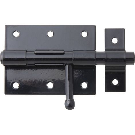 Verrou de box compact avec poignée ronde et gâche fixe – Platine 80 x 63 mm – Marque (1/2)