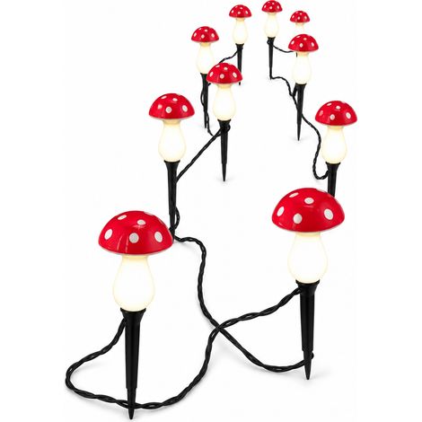 Lampes Solaires LED Champignon, 12 Champignons Rouges Étanches sur Piquet pour Jardin Extérieur (1/5)