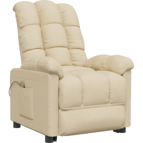 Massage Recliner Cream Fabric vidaXL (1/5)