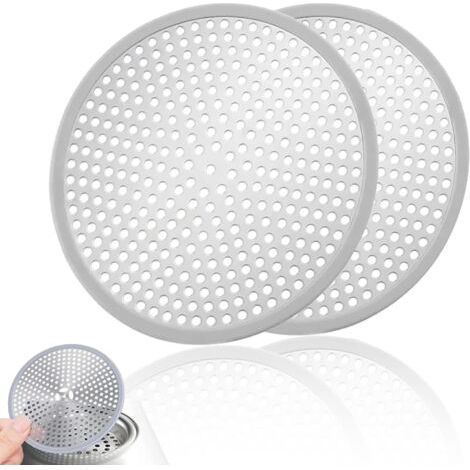 Sollbry Lot de 2 attrape-cheveux en acier inoxydable et silicone (12 cm) (argenté) (1/5)