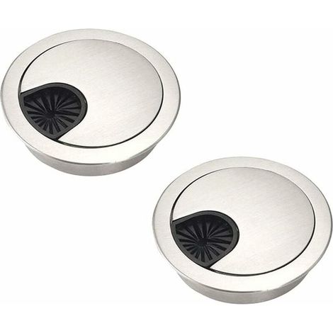 pasacables empotrados, aleación de zinc, 60 mm de diámetro, niquelados, para oficina y ordenador. (1/5)