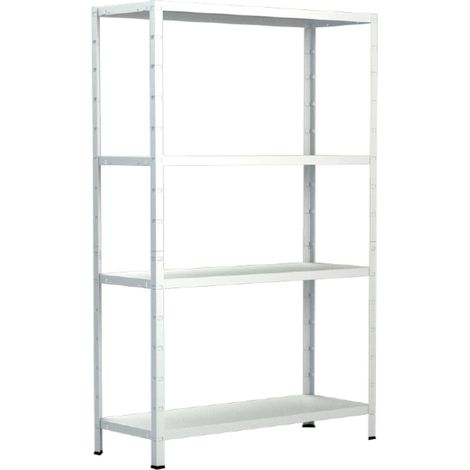 SCHULTE Regalwelt Rayonnage emboîtable avec 4 tablettes PowerMAX, charge utile 50 kg, 180x75x35 cm (HxLxP), blanc, rayonnage de stockage, rayonnage d’atelier, rayonnage de cave, rayonnage de garage, r (1/4)